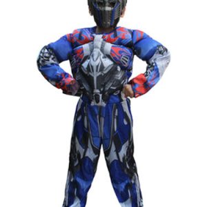 Halloween Kids's Costume Boys Blue Transformers Cosplay Roman Knit Jumpsuit With Mask Halloween