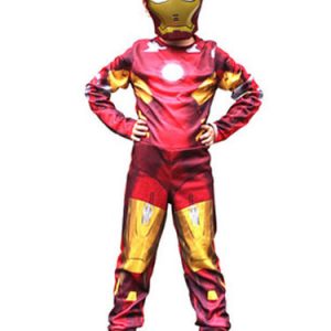 Halloween Kids's Costume Boys Red Iron Man Cosplay Roman Knit Jumpsuit With Mask Halloween