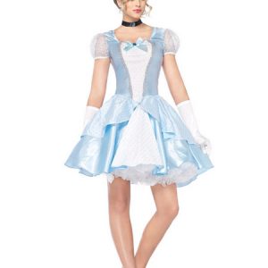 Halloween Sexy Costume Princess Cinderella Aqua Women Short Dresses And Gloves Outfit