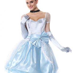 Halloween Sexy Costume Princess Cinderella Women's Light Sky Blue Dresses Outfit