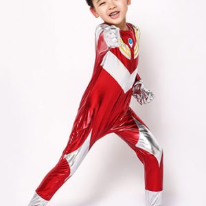 Halloween Ultraman Costume Kids Red Boys Long Jumpsuit