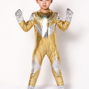 Halloween Ultraman Costume Kids Red Boys Long Jumpsuit