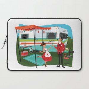 Happy Campers Vintage Travel Trailers, Caravans, Campers and Glamping Art Computer Cover by Art of Scooter - Laptop Sleeve - 15"