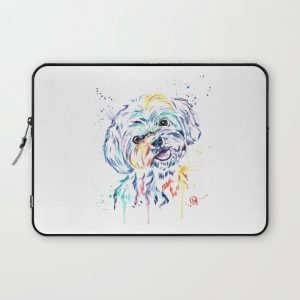 Havanese Colorful Watercolor Pet Portrait Painting Computer Cover by Whitehouse Art - Laptop Sleeve - 13"