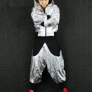 Hip Hop Dance Costume Gold Jacket With Pants For Women