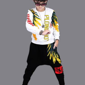 Hip Hop Dance Costume Kids Street Dancing Boys Sweatshirt Top Pants Set Halloween