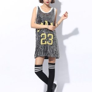 Hip Hop Dance Costumes Letter Sequin Women Street Dancing Costume