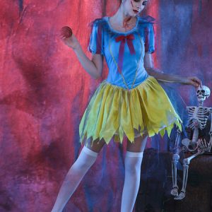 Horror Snow White Princess Zombie Costume Halloween Women Short Dress And Headpieces