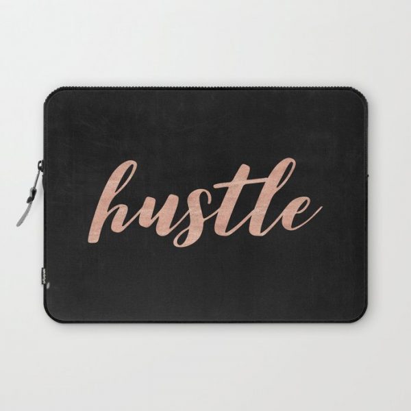 Hustle Rose Gold Pink on Black Computer Cover by Nature Magick - Laptop Sleeve - 13"