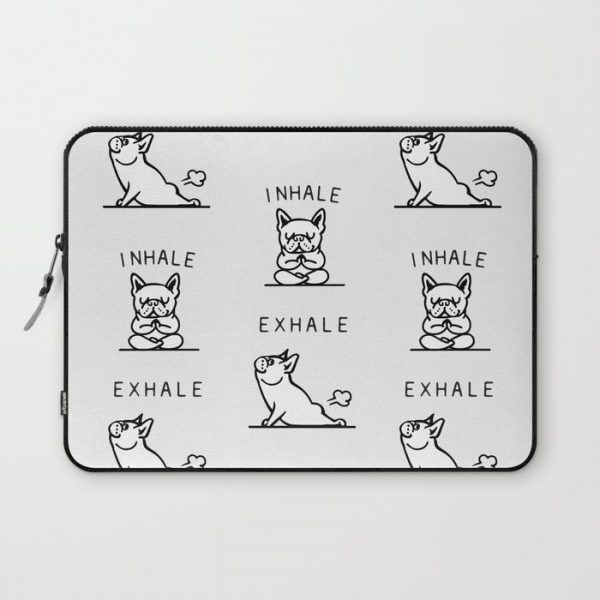 Inhale Exhale French Bulldog Computer Cover by PugsGym - Laptop Sleeve - 13"