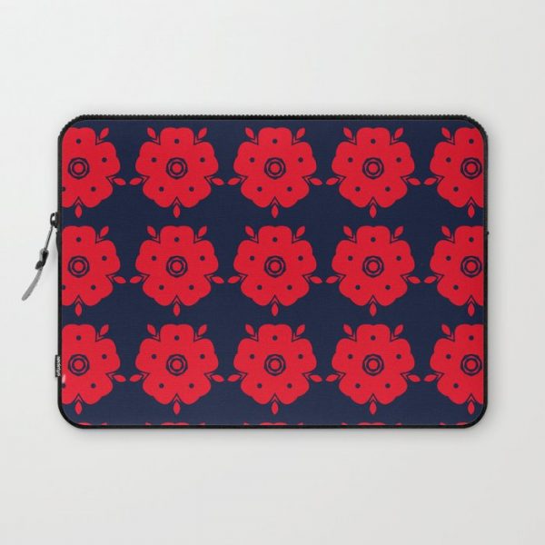 Japanese Samurai flower red pattern Computer Cover by Anna Lemos - Laptop Sleeve - 13"