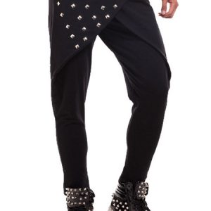 Jazz Dance Costume Men Pants White Beaded Hip Hop Dancing Bottoms