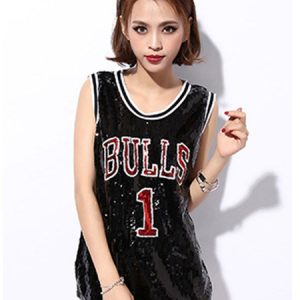 Jazz Dance Costume Vest Women Sequin Glitter Hip Hop Dancing Tank Dress