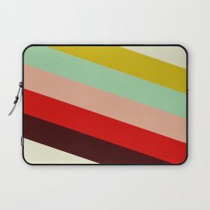 Juno - Colorful Classic Abstract Minimal Retro 70s Style Stripes Design Computer Cover by AlphaOmega - Laptop Sleeve - 13"