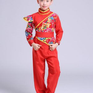 Kid Chinese Costumes Red Kung Fu Tang Suit Carnival Costumes