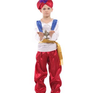 Kids Aladdin Cosplay Red Prince Arab 5 Piece Boy Cosplay Costumes Halloween