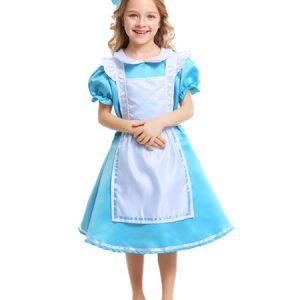 Kids Alice Wonderland Costume Halloween Blue And White Dresses