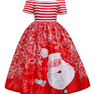 Kids Christmas Cosplay Santa Claus Stripe Kids Cosplay Costumes