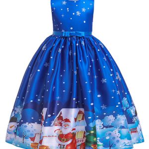 Kids Christmas Cosplay Snowflake Santa Claus Blue Dress Kids Cosplay Costumes