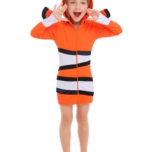 Kids Clownfish Cosplay Orange Hooded Dress Kids Cosplay Costumes