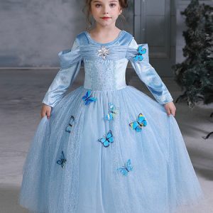 Kids Frozen Cosplay Frozen Elsa Blue Dress Kids Cosplay Costumes