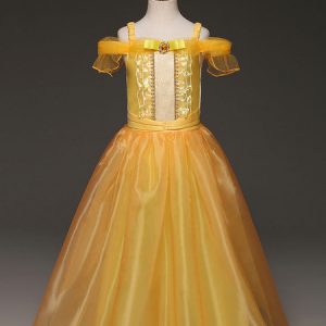 Kid's Halloween Costume Belle Princess Yellow Dresses For Girls Halloween