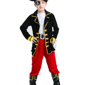 Kids' Halloween Costume Boys Black Pirate Costume Set In 7 Pieces Halloween