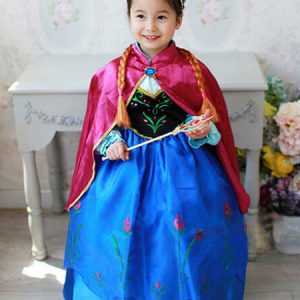 Kid's Halloween Costume Cartoon Princess Blue Dresses With Cloak For Girls Halloween