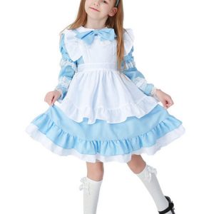 Kids Halloween Costumes Baby Blue Maid Kid Dress Costume