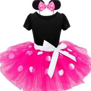 Kids Halloween Costumes Red Mickey Mouse Cotton Kid's Hairpin Dress