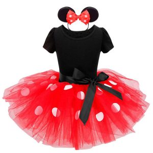 Kids Halloween Costumes Red Mickey Mouse Cotton Kid's Hairpin Dress