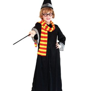 Kids Harry Potter Cosplay Gryffindor Gown Set Black 5 Pieces Kids Cosplay Costumes Halloween