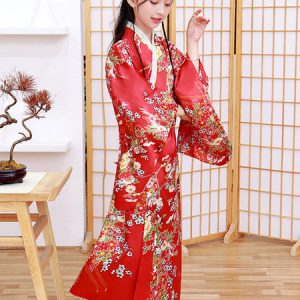 Kid's Japanes Costumes Red Kimono Polyester Satin Dress Oriental Set Holidays Costumes