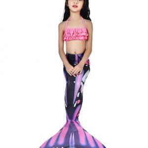 Kids Mermaid Costume Halloween Fishtail Swimsuits 2 Piece Set