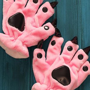 Kigurumi Pajama Black Claw Bear Onesie Gloves Flannel Kigurumi Cosplay Costume For Women Halloween