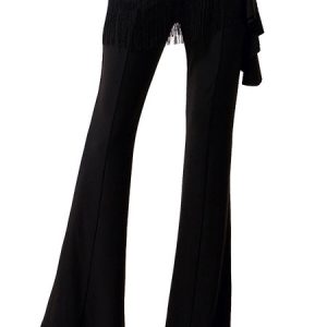 Latin Dance Costume Black Long Flared Pants For Women