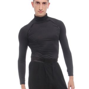 Latin Dance Costume Black Men Milk Silk Top Dancing Costume Halloween