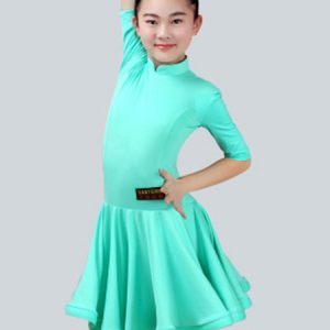 Latin Dance Costume Dresses Kids Half Sleeve Peachpuff Ballroom Dancing Dress For Girls