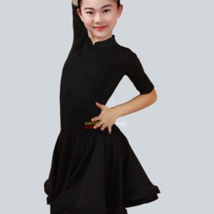 Latin Dance Costume Dresses Kids Half Sleeve Peachpuff Ballroom Dancing Dress For Girls