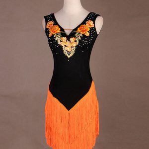 Latin Dance Costume Embroidered Bead Fringe Dress Women Dancing Wear