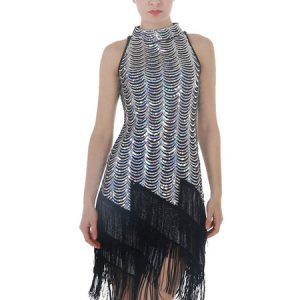 Latin Dance Costume Fringe Sequins Jewel Neck Latin Dancing Wear Halloween