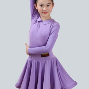 Latin Dance Costume Kids Long Sleeve Mint Green Ballroom Dance Dresses For Girls