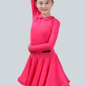 Latin Dance Costume Kids Long Sleeve Mint Green Ballroom Dance Dresses For Girls