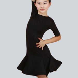 Latin Dance Costume Kids Mint Green Half Sleeve Ballroom Dance Costumes For Girls