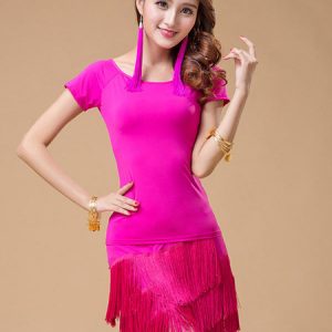 Latin Dance Costume Milk Silk Dress Fringe Latin Dancer Dancing Costume