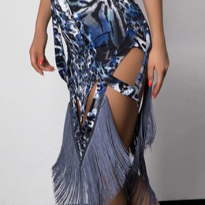 Latin Dance Costume Skirt Women Tassels Printed Dancing Bottoms Halloween