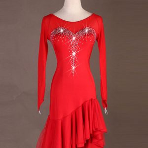 Latin Dance Costume Women Pleated Dress Studded Latin Dancer Dancing Costume Halloween