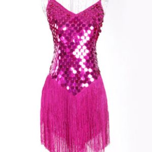 Latin Dance Costume Women's Sequined Fringe Dress