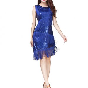 Latin Dance Costume Women's Tulle Royal Blue Dresses