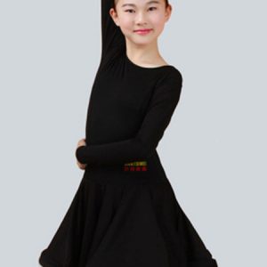 Latin Dance Dresses Costume Kids Orange Long Sleeve Short Ballroom Dance Dress